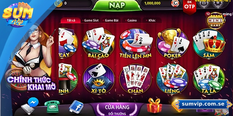 Game bài Sumvip cung cấp hàng trăm trò chơi hấp dẫn